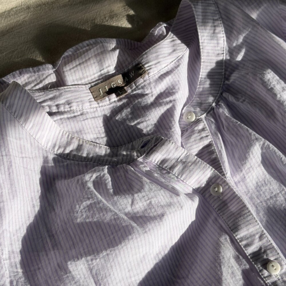 JIGSAW white and purple striped blouse - large